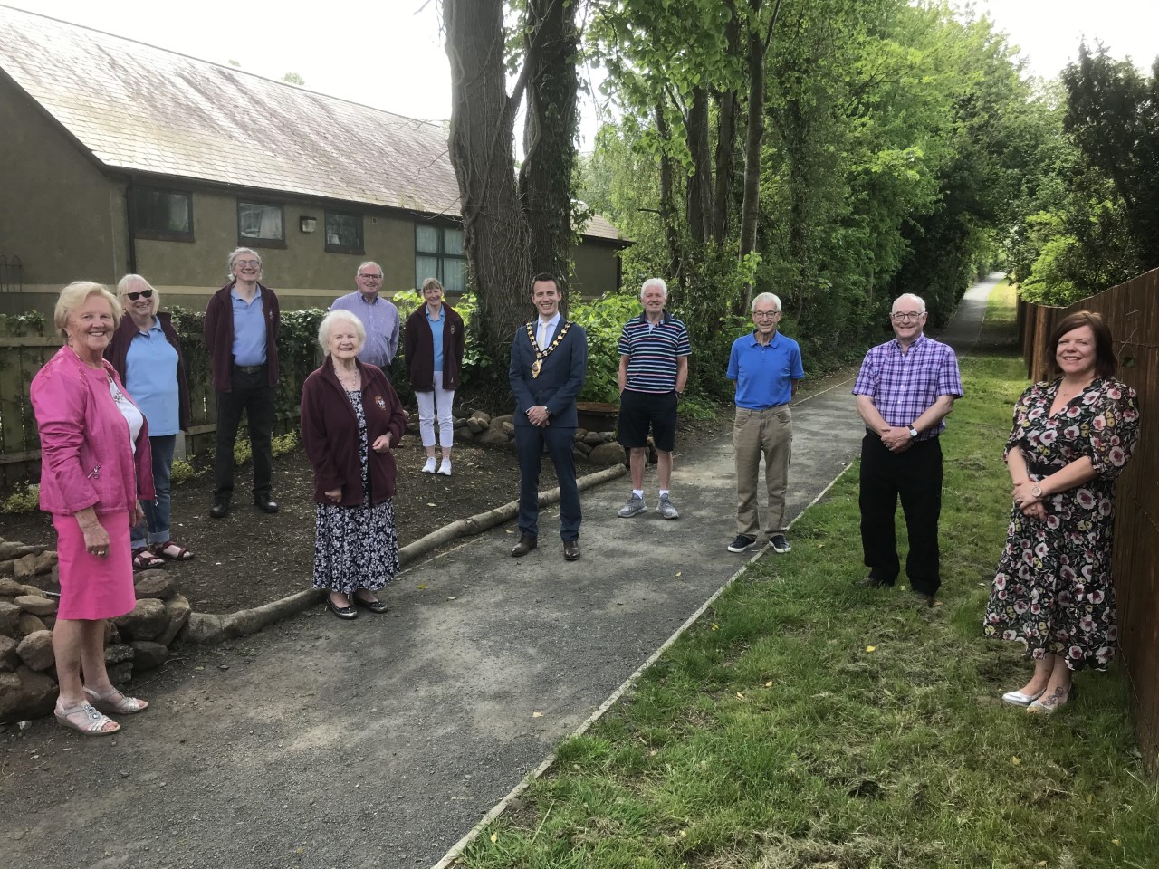 Mayor of Mid and East Antrim Borough Council, Cllr Peter Johnston, with other Councillors