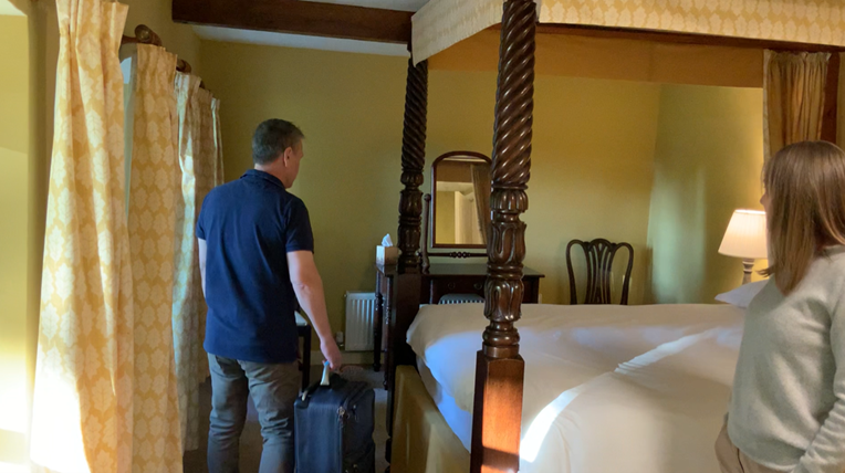 One of the restored guest bedrooms in the Old Shop